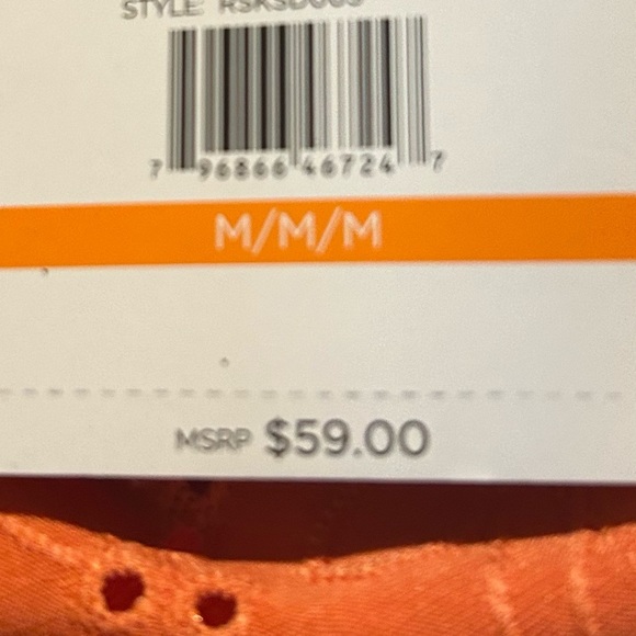 Rafaella Womens Embroidered Floral Eyelet Tunic Blouse Orange Lined Sz M - Picture 12 of 14